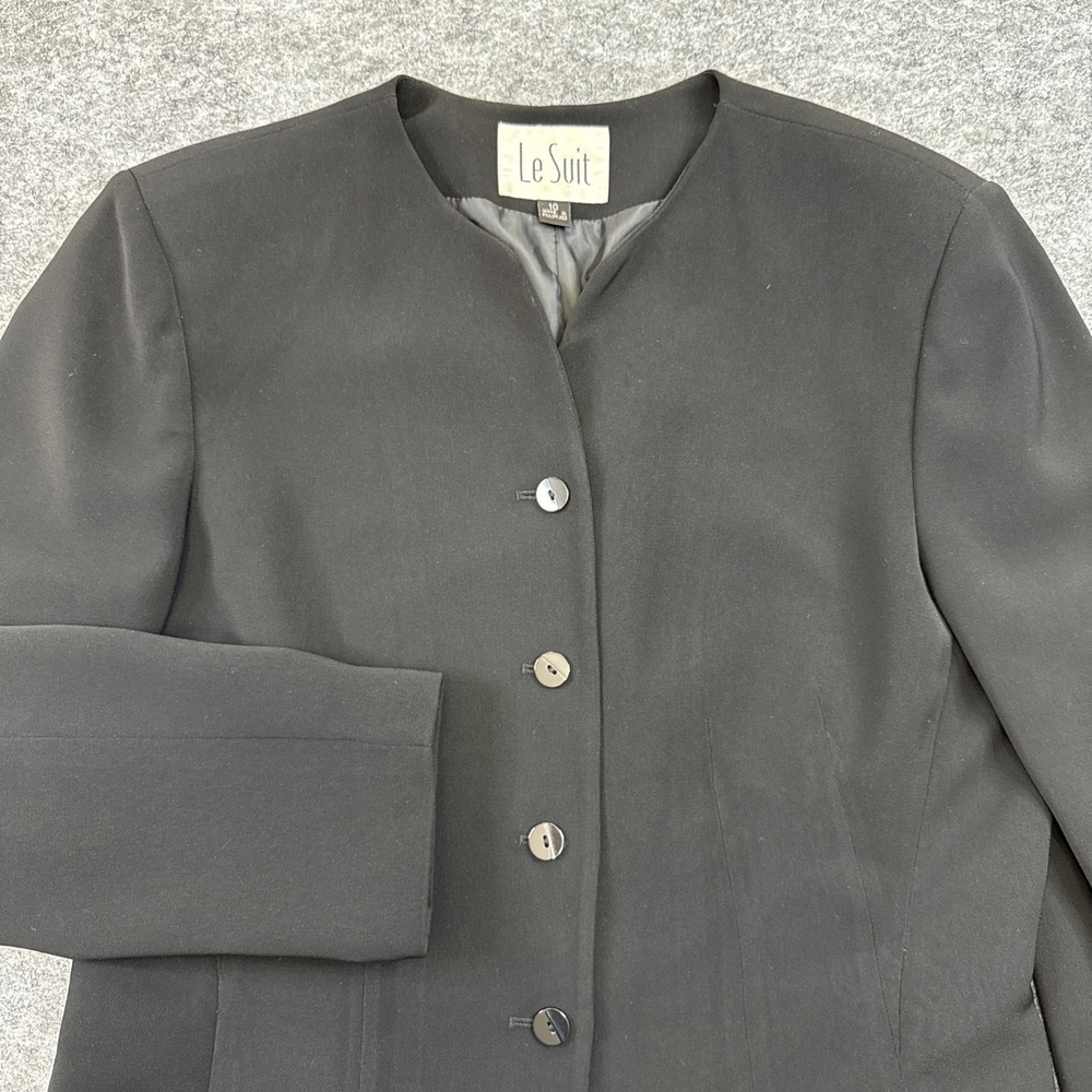 Le Suit blazer women's 10 black career office classic traditional suit jacket
